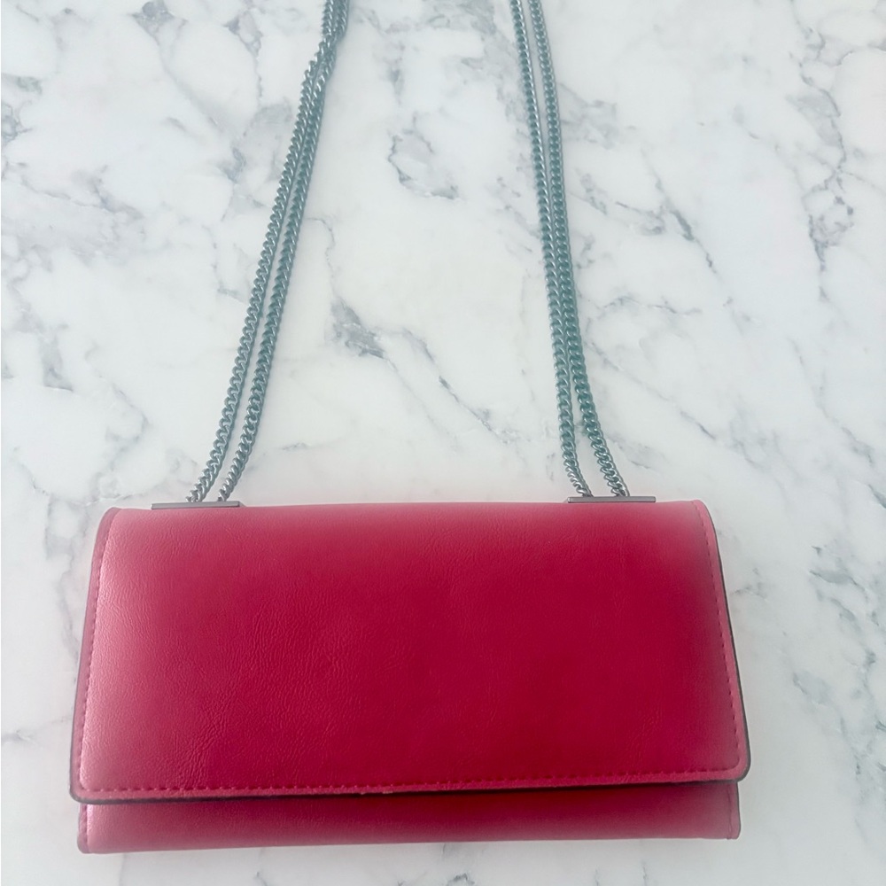 INC International Concepts Red Crossbody Wallet Chain Strap Shoulder Bag